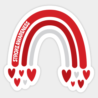 Stroke Awareness Rainbow with hearts Sticker